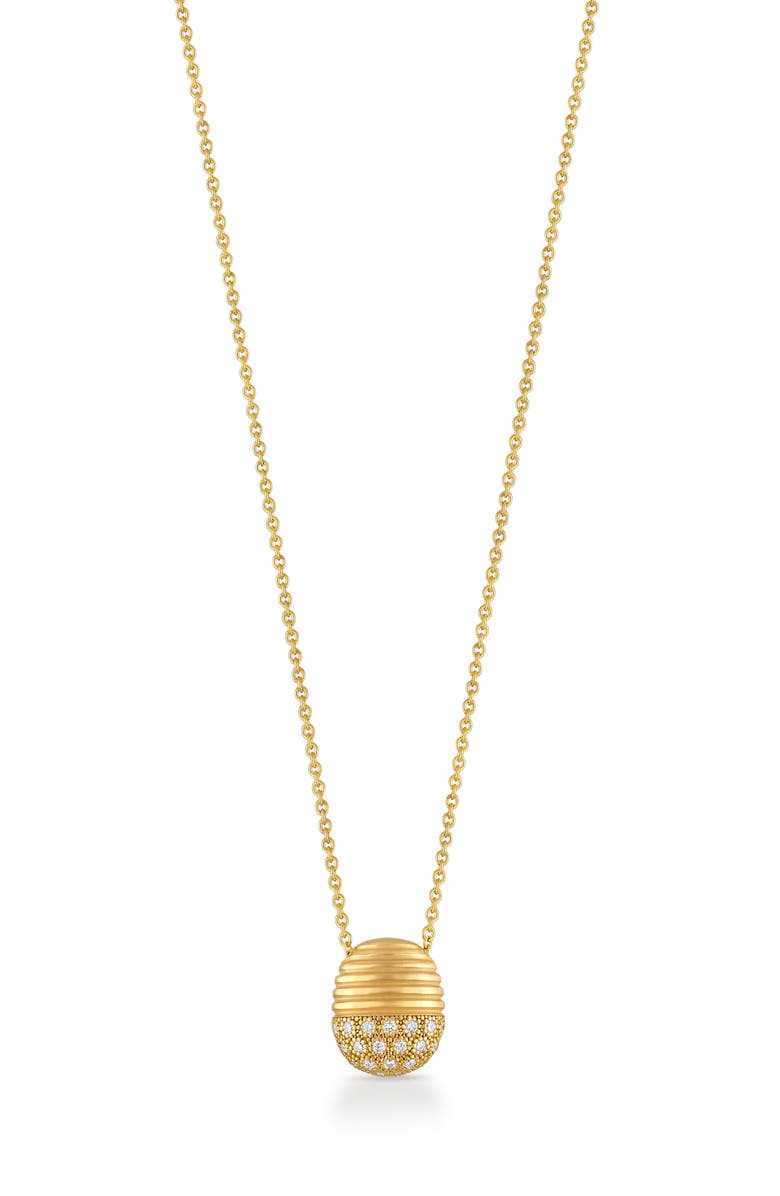Pamela Zamore Isla Oval Diamond Pendant Necklace, Main, color, Yellow Gold