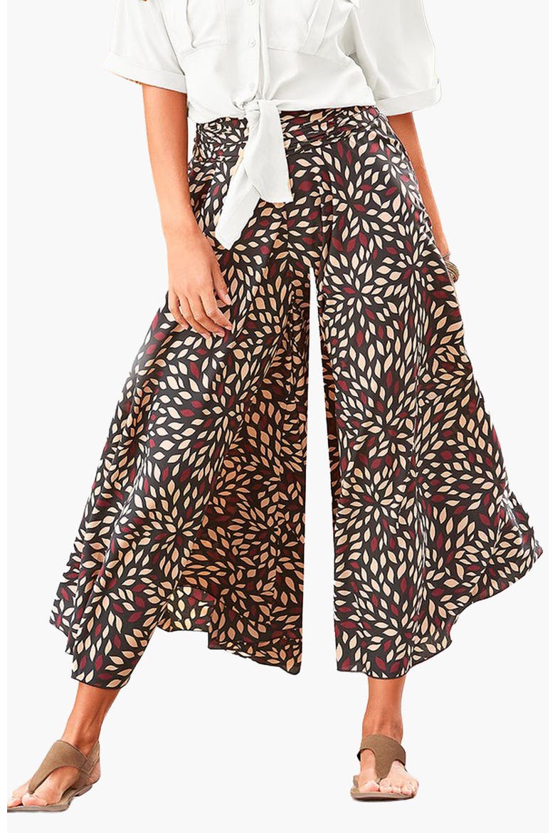 Printed Flowy Culottes, Main, color, Brown Printed