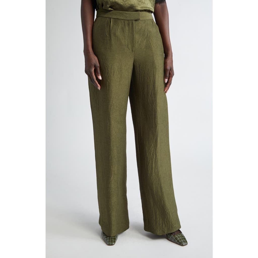 Jason Wu Collection Crinkled Satin Straight Leg Trousers In Green
