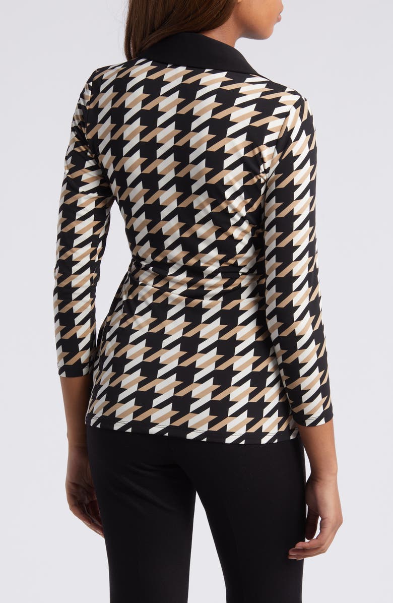 Anne Klein Houndstooth Print Wrap Top, Alternate, color, 