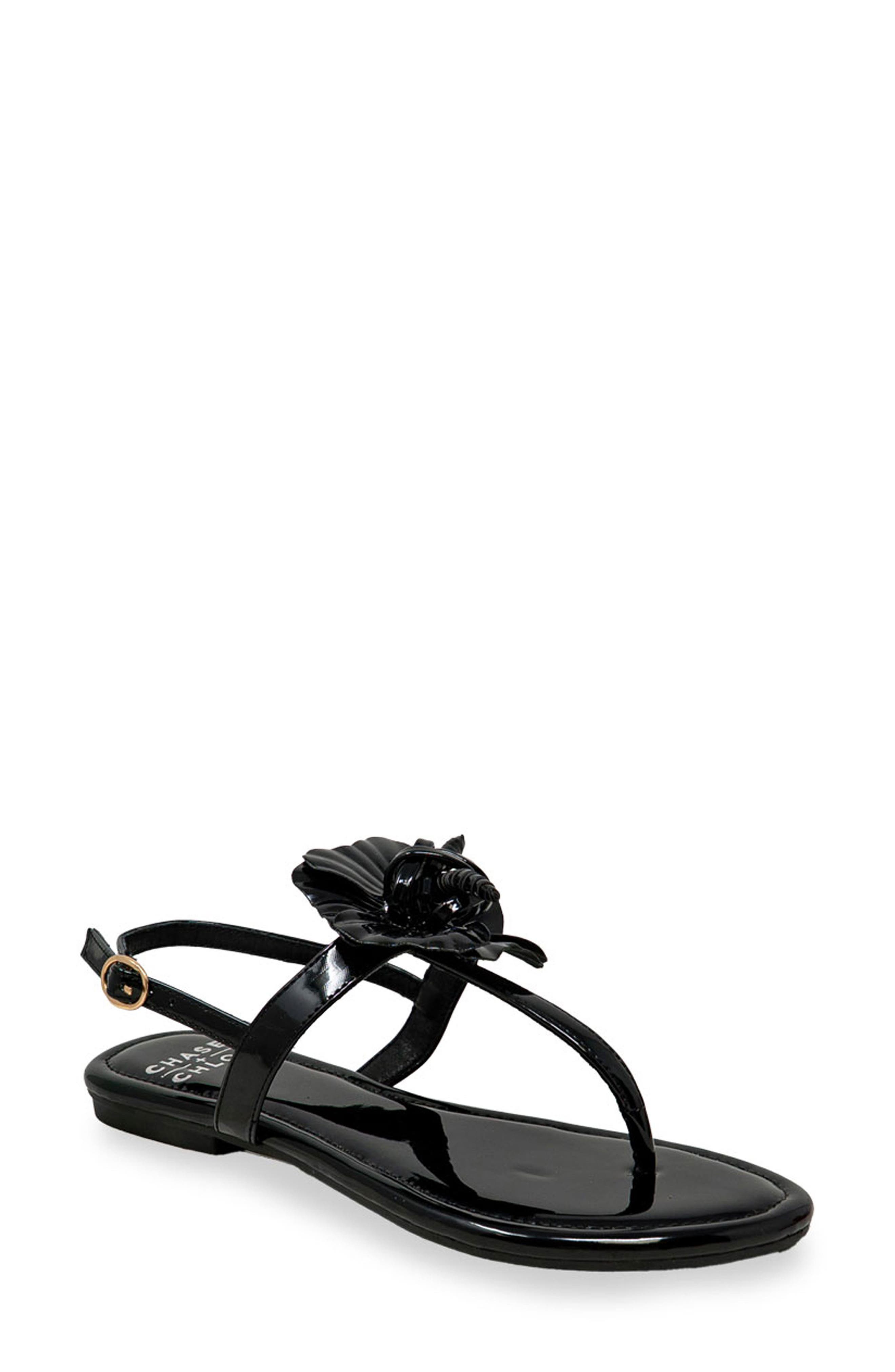 CHASE AND CHLOE Floral Post Toe Sandal