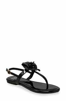 CHASE AND CHLOE Floral Post Toe Sandal