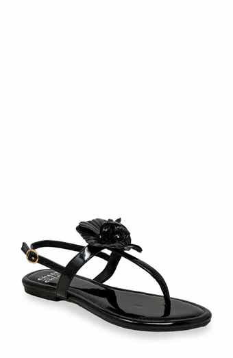 CHASE AND CHLOE Floral Post Toe Sandal