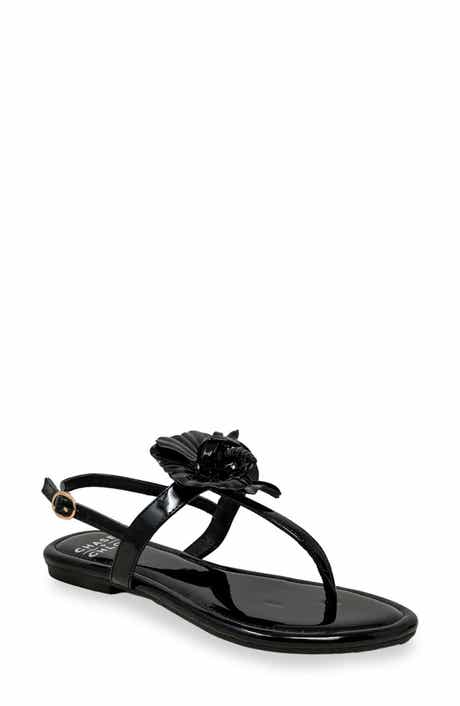 CHASE AND CHLOE Floral Post Toe Sandal