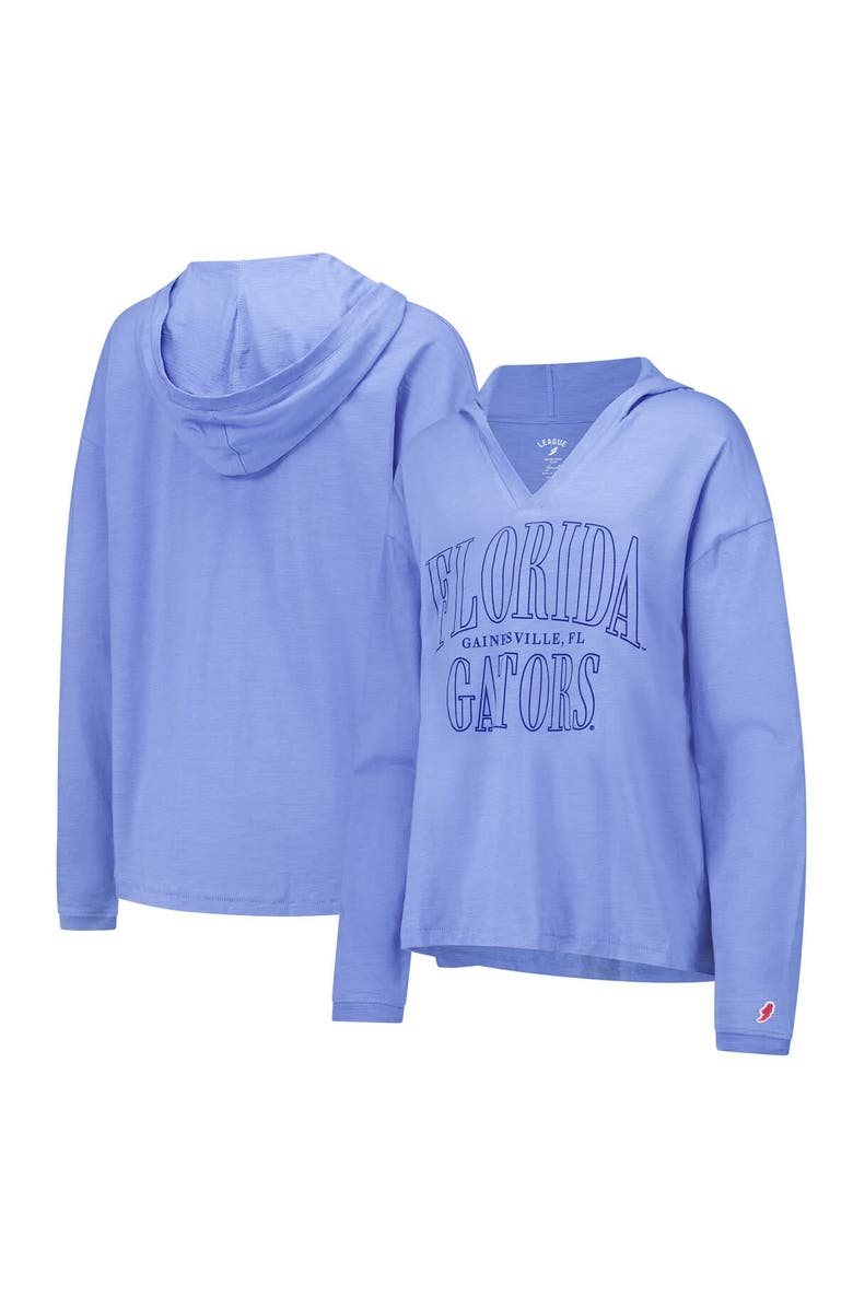 LEAGUE COLLEGIATE WEAR Women's League Collegiate Wear Royal Florida Gators Slub Long Sleeve V-Neck Hoodie T-Shirt, Main, color, 