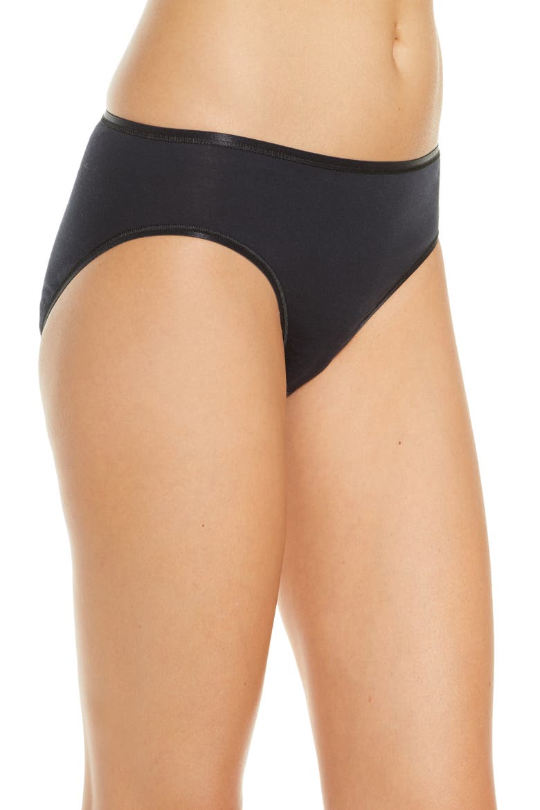 Cotton Seamless Hi Cut Briefs, Alternate, color, BLACK