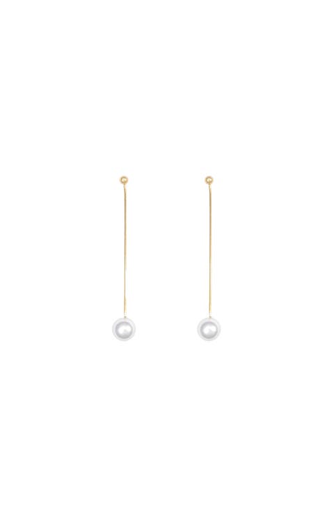 14k Gold Plated Dangled Pearl Earrings Holiday Gift Idea