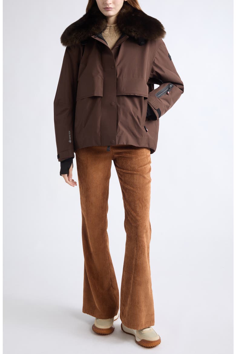 Caurel Faux Fur Collar Water Repellent Stretch Nylon Jacket, Alternate, color, ESPRESSO BEAN