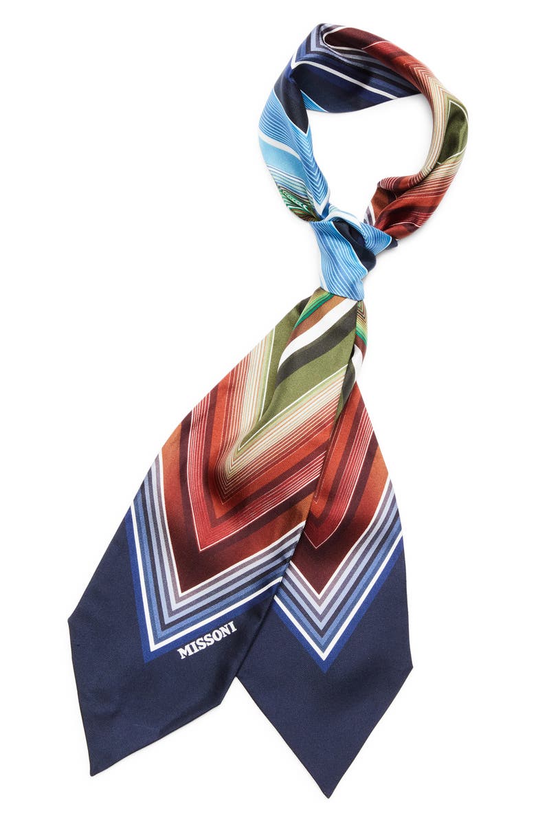Missoni Chevron Print Silk Skinny Scarf, Alternate, color, 0001 Blue Multi