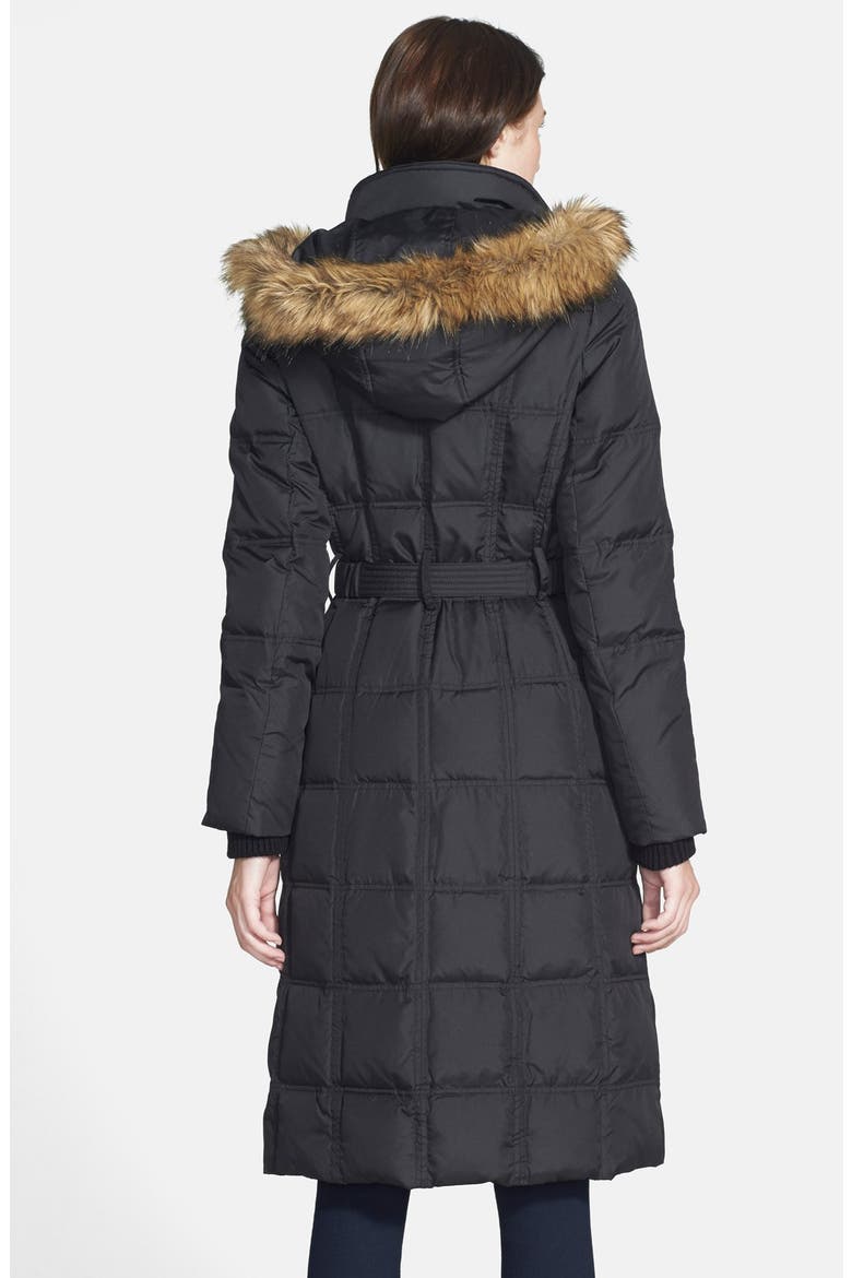 Belted Down & Feather Fill Maxi Coat, Alternate, color, BLACK