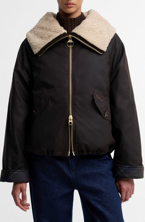 Mary Waxed Cotton Jacket with Faux Fur Collar