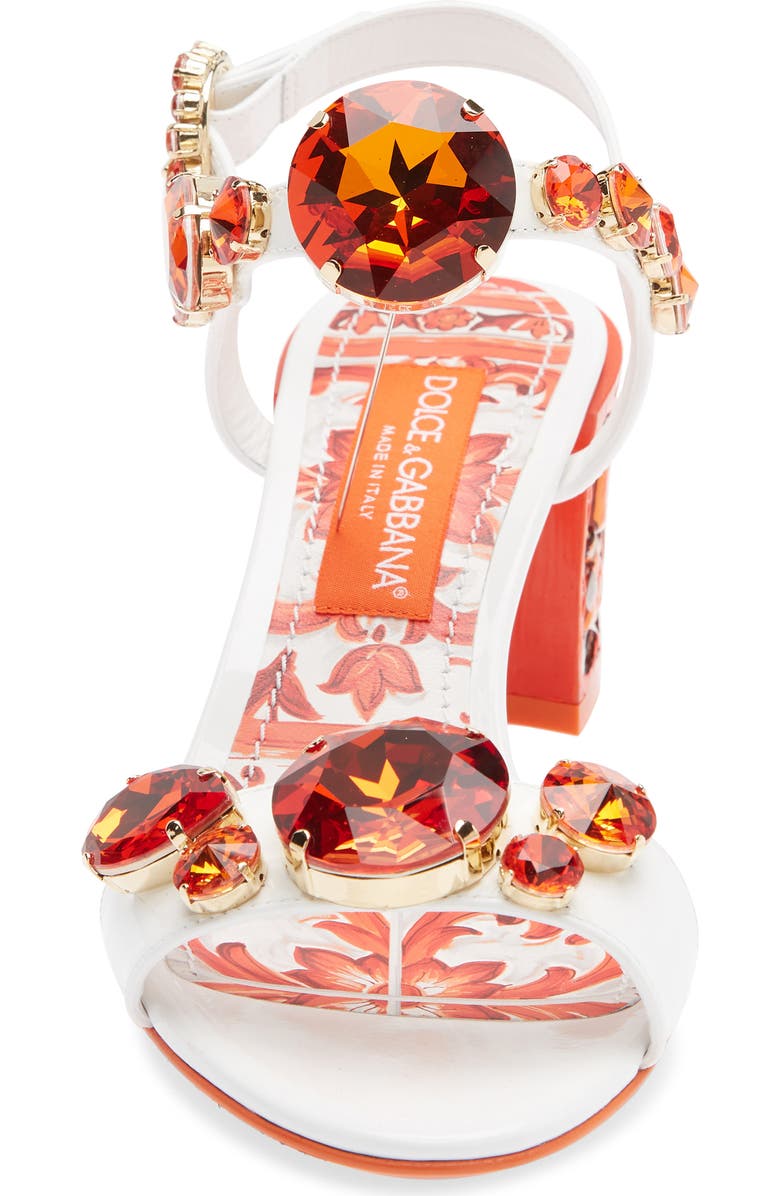 Dolce&Gabbana Keira Majolica Jeweled Sandal, Alternate, color, Ih3tn Maiolica 6 Orange