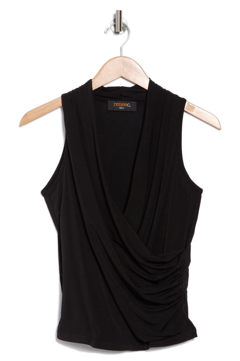 Surplice V-Neck Sleeveless Top, Alternate, color, BLACK