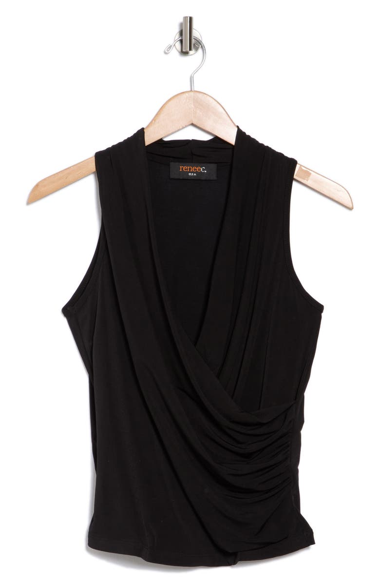 Renee C Surplice V-Neck Sleeveless Top, Alternate, color, Black
