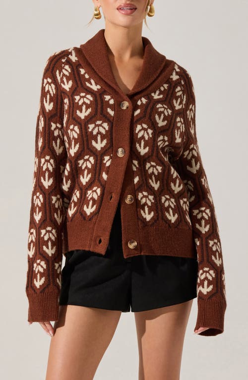 Astr The Label Marcenia Shawl Collar Cardigan In Brown