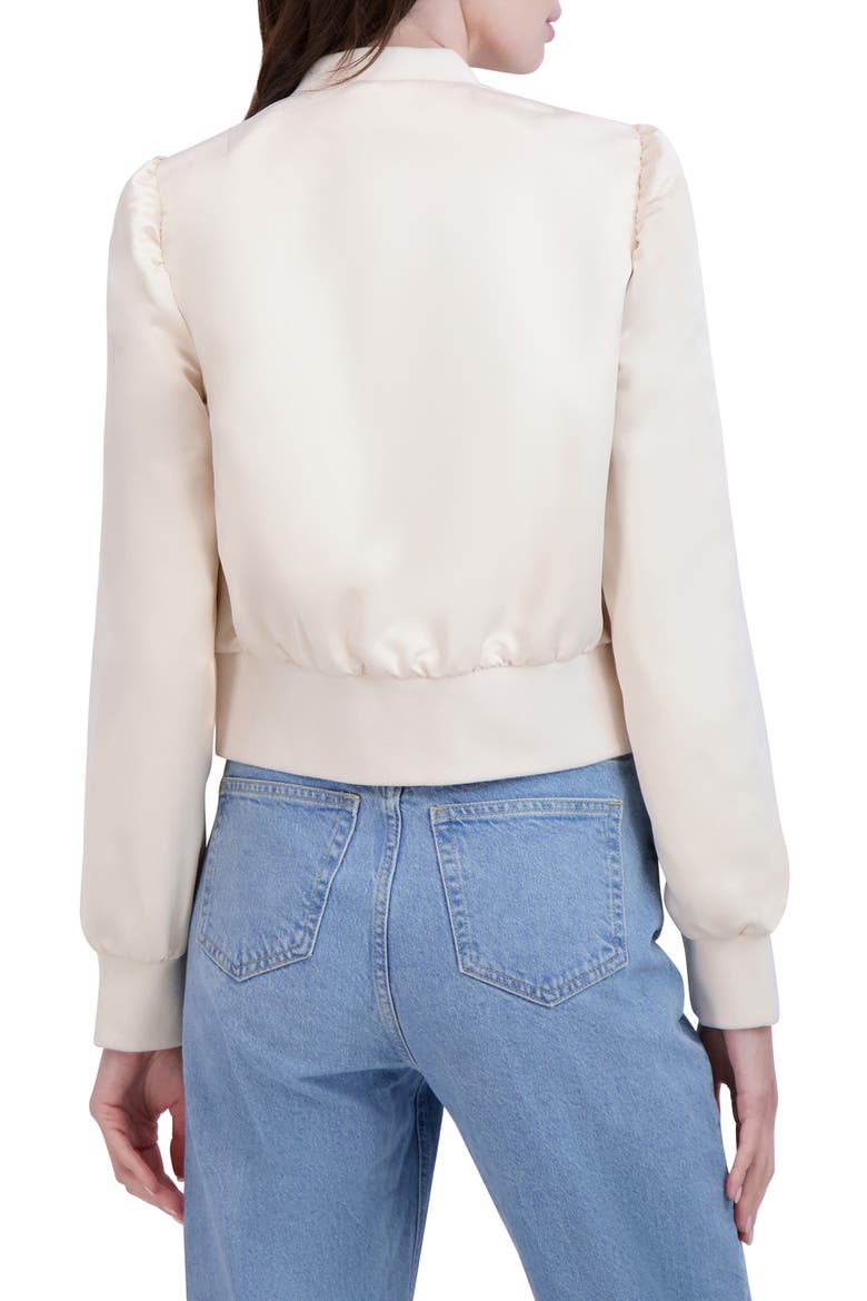 Satin Crop Bomber Jacket, Alternate, color, CHAMPAGNE