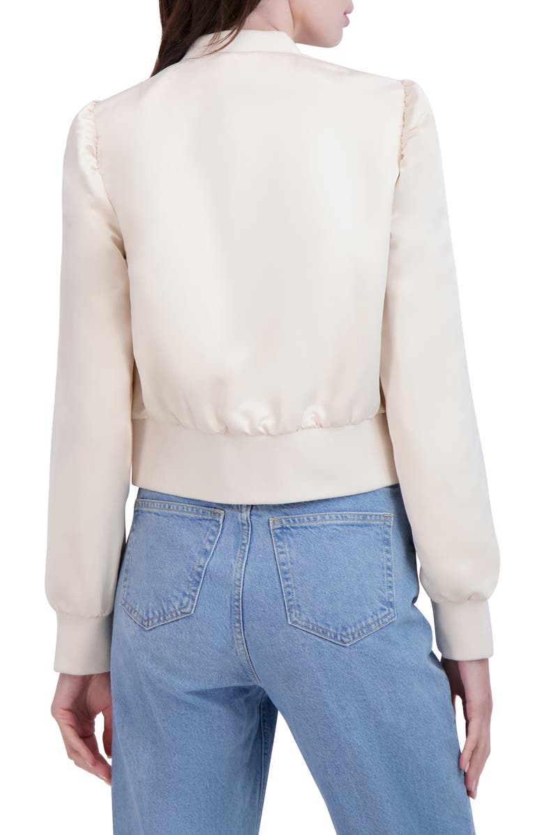 Ookie & Lala Satin Bomber Jacket, Alternate, color, Champagne