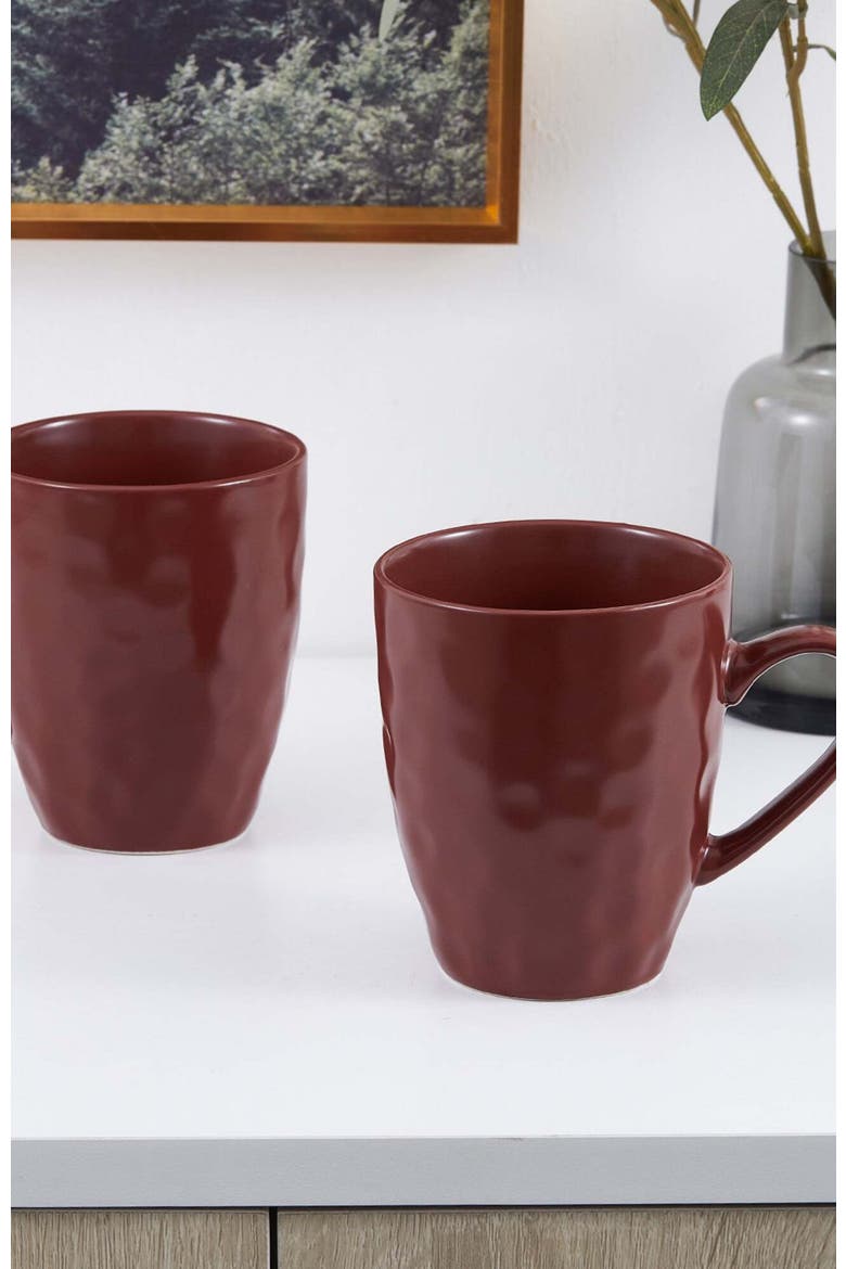 Clara Porcelain 16-Piece Dinnerware Set, Alternate, color, Burgundy