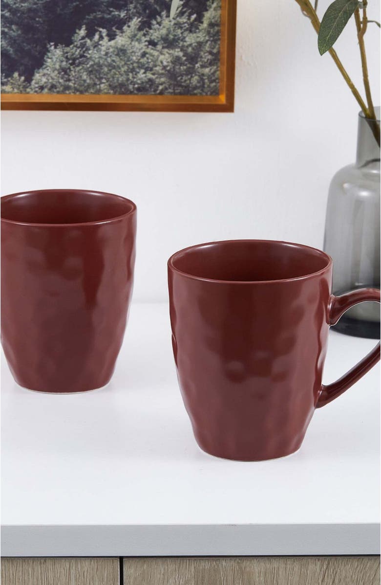 Stone Lain Clara Porcelain 16-Piece Dinnerware Set, Alternate, color, Burgundy
