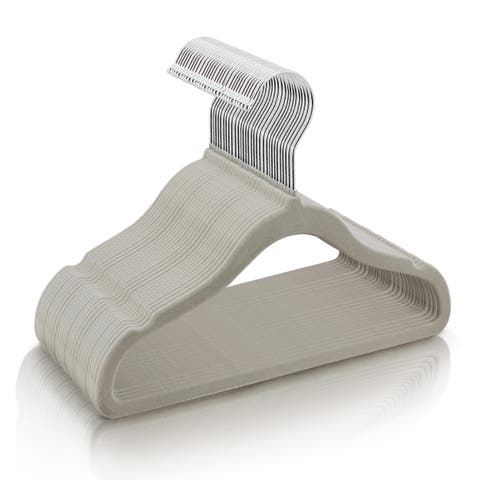 50 Piece Kids Non-Slip Velvet Cloths Hangers with Notched Shoulders