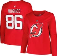 PROFILE Women's Profile Jack Hughes Red New Jersey Devils Plus Size Name & Number Long Sleeve T-Shirt