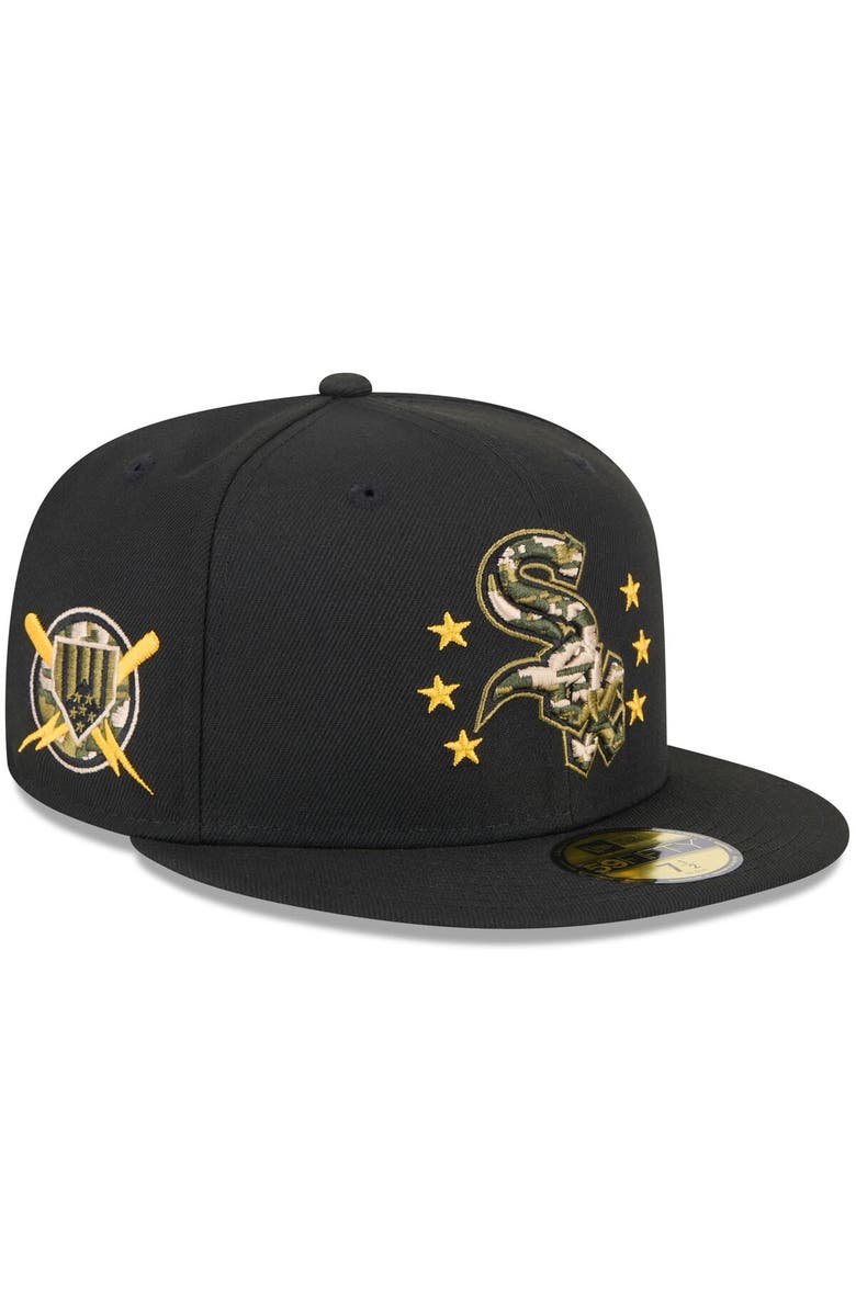 New Era Men's New Era Black Chicago White Sox 2024 Armed Forces Day On-Field 59FIFTY Fitted Hat, Main, color, Black