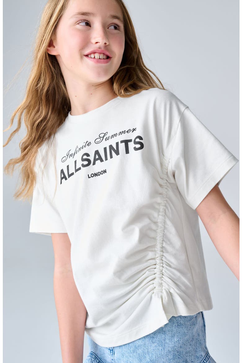 Kids' Soleil Ruched Cotton Graphic T-Shirt, Alternate, color, WHITE