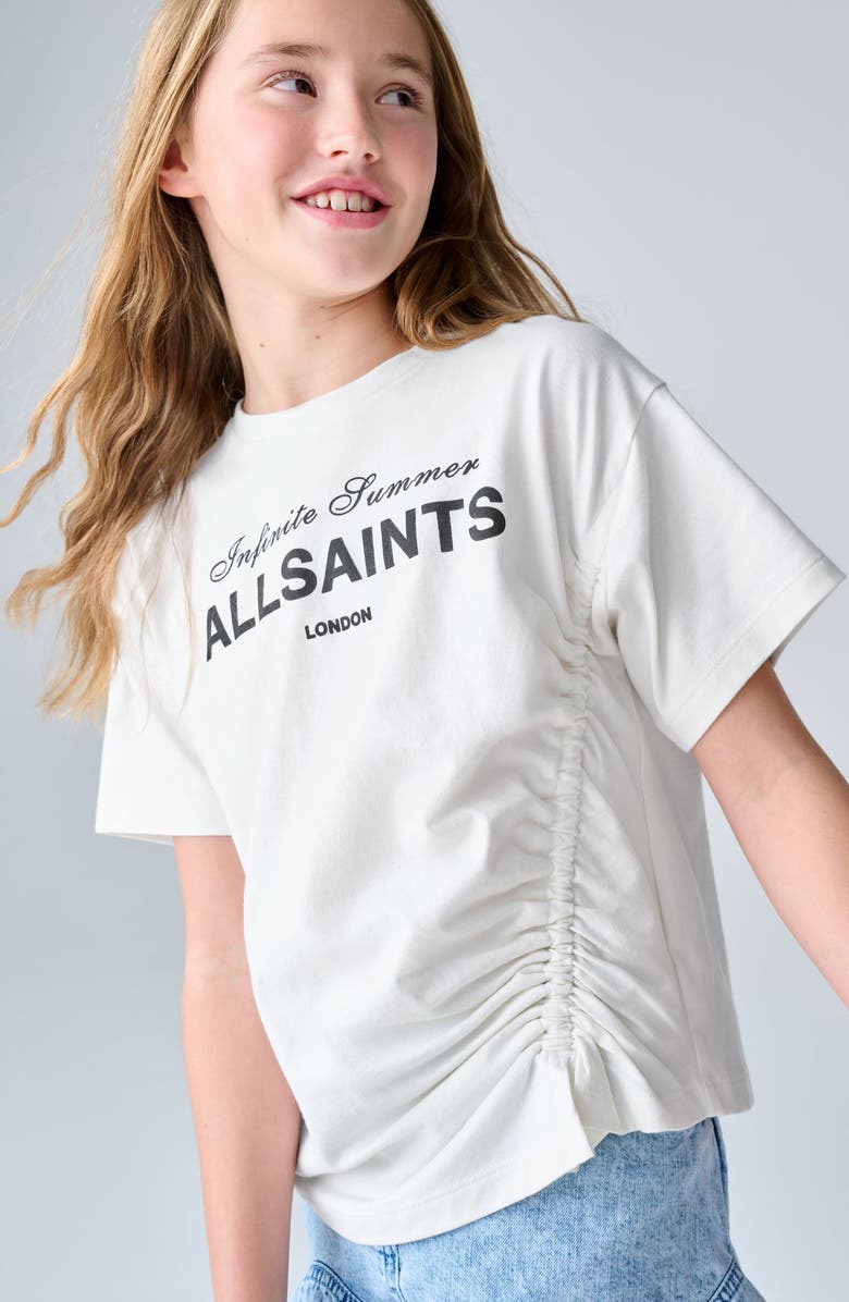 smALLSAINTS by ALLSAINTS Kids' Soleil Ruched Cotton Graphic T-Shirt, Alternate, color, White