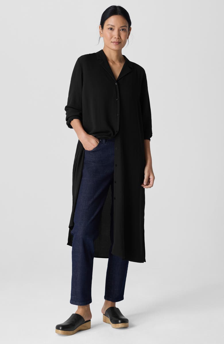 Eileen Fisher Notch Collar Long Sleeve Silk Shirtdress, Alternate, color, 
