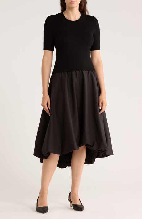 Ellen Tracy Short Sleeve Bubble Hem Midi Dress