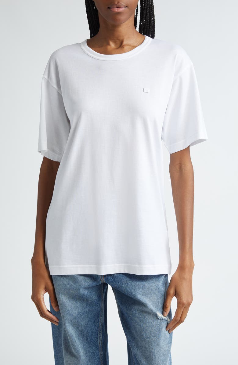 Acne Studios Nash Face Patch T-Shirt, Main, color, Optic White