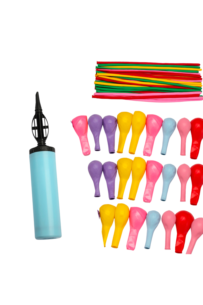 100Pack Long Balloons With Pump Twisting & Modeling Fun, Age 8+, Main, color, Multicolored
