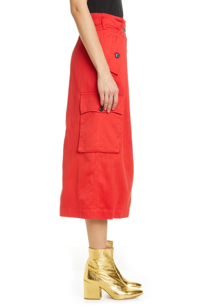 Savannah Cotton & Wool Midi Cargo Skirt, Alternate, color, RED