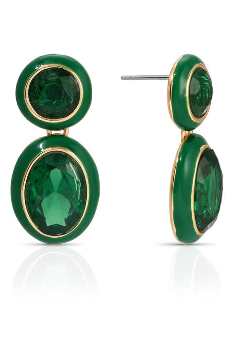 Duet 18k Gold Plate Cubic Zirconia Drop Earrings