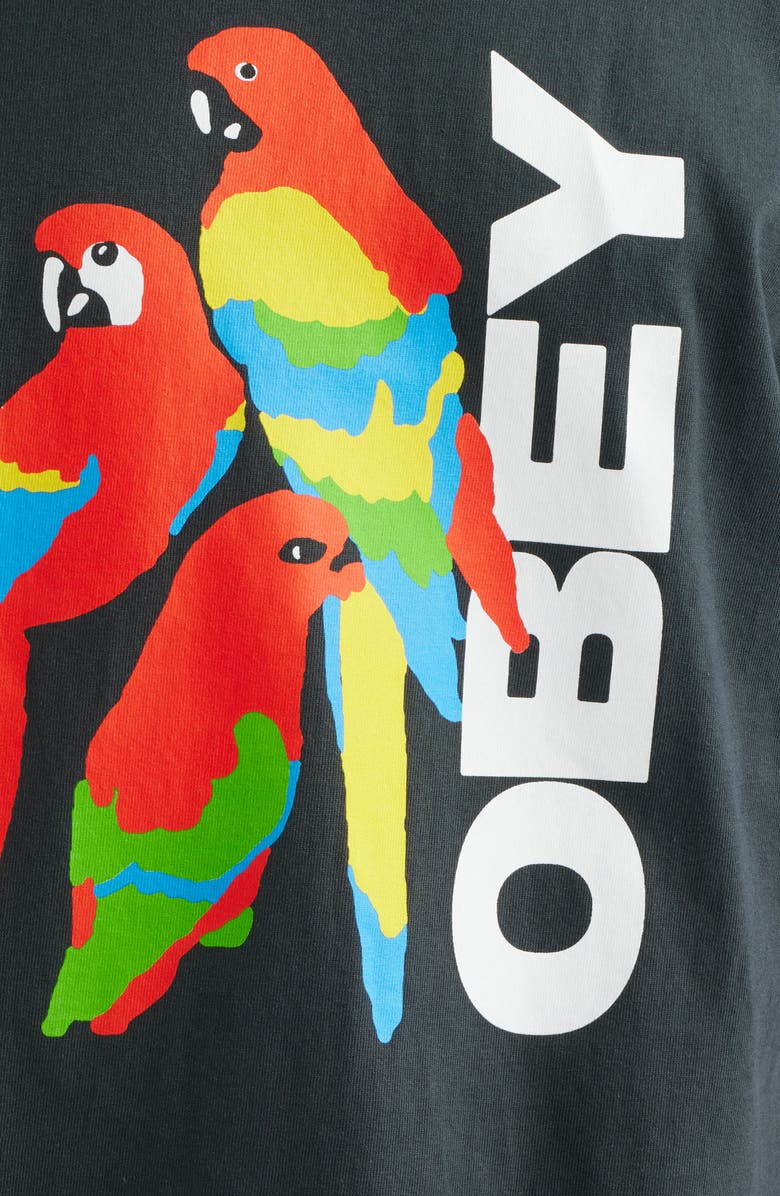 Obey Parrots Graphic T-Shirt, Alternate, color, Vintage Black