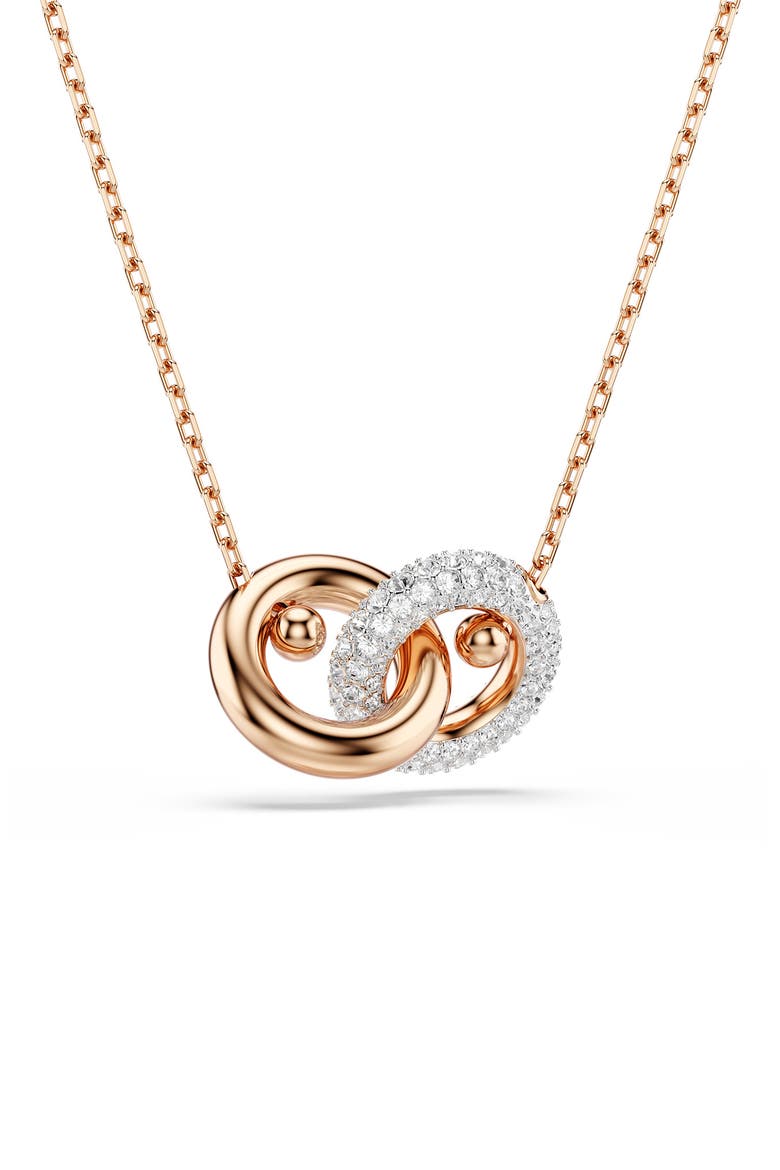 Dextera Interlink Pendant Necklace, Main, color, ROSE GOLD/ WHITE