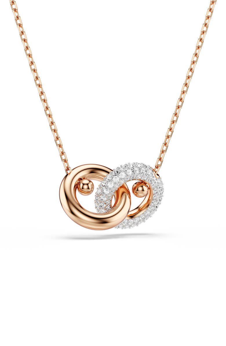 Swarovski Dextera Interlink Pendant Necklace, Main, color, Rose Gold/ White