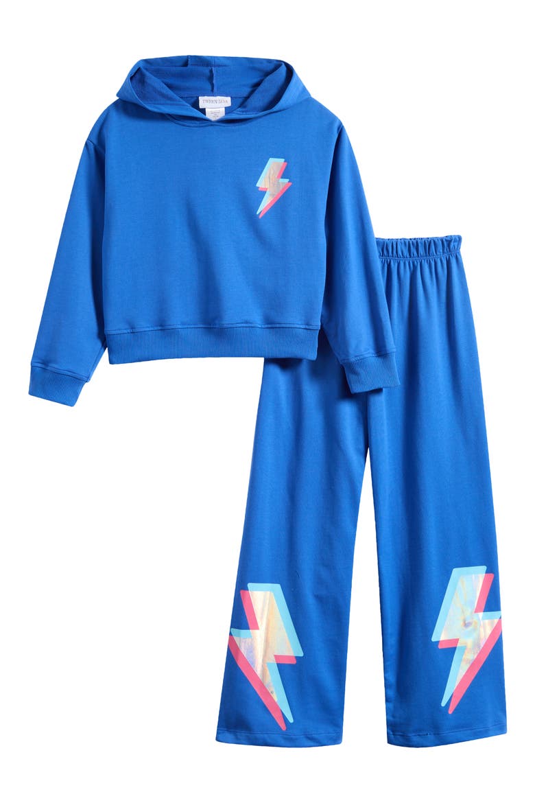 Kids' Lightning Bolt Hoodie Set, Main, color, BLUE