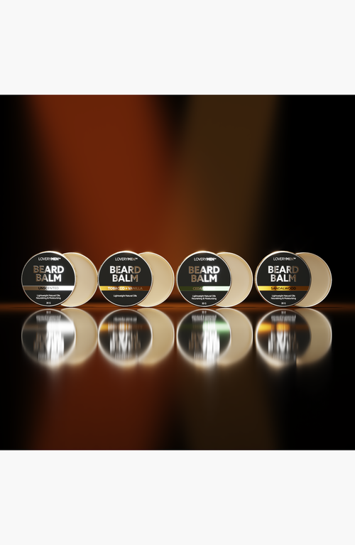 Lovery Men Beard Balm 4-pack Gift Set Premium Grooming Collection