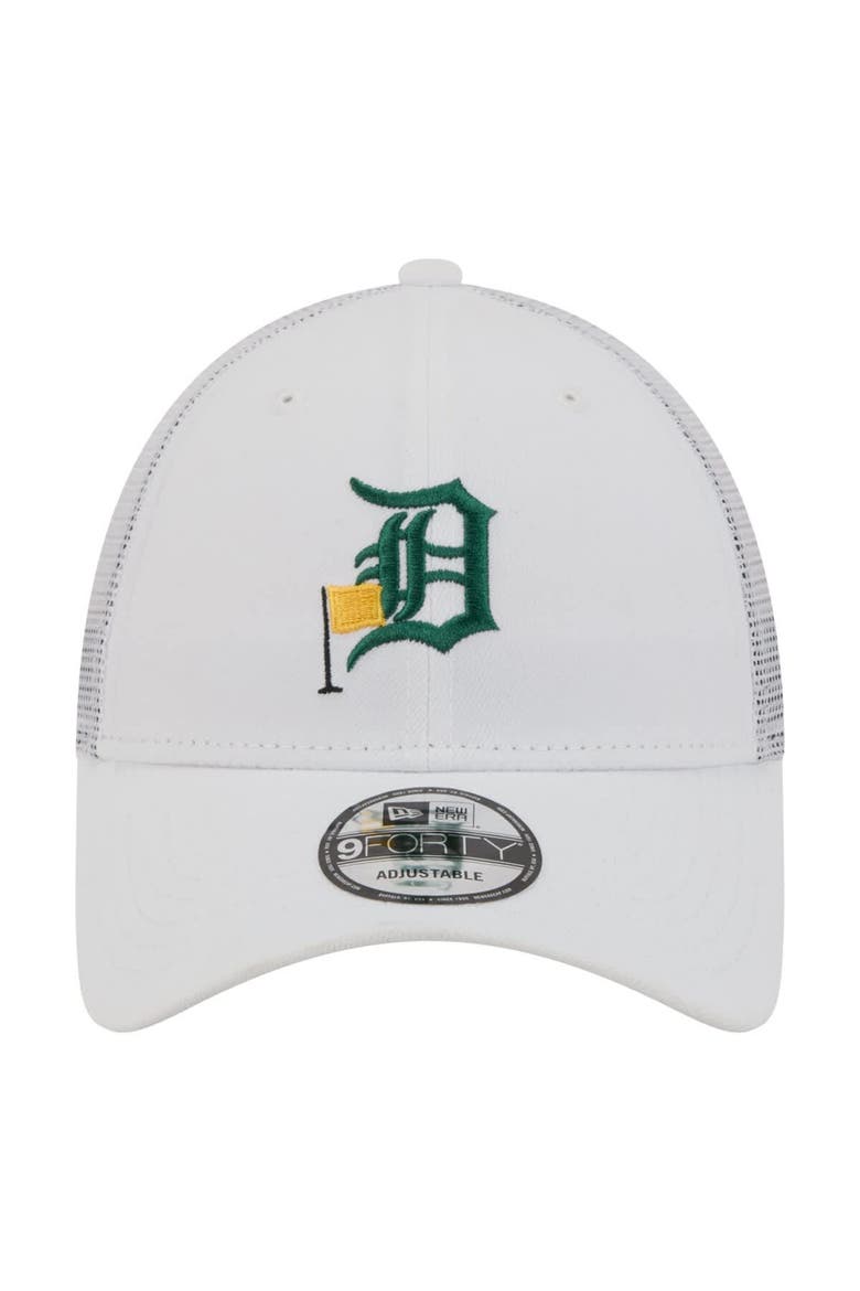Men's New Era  White Detroit Tigers Flag 9FORTY Trucker Adjustable Hat, Alternate, color, White