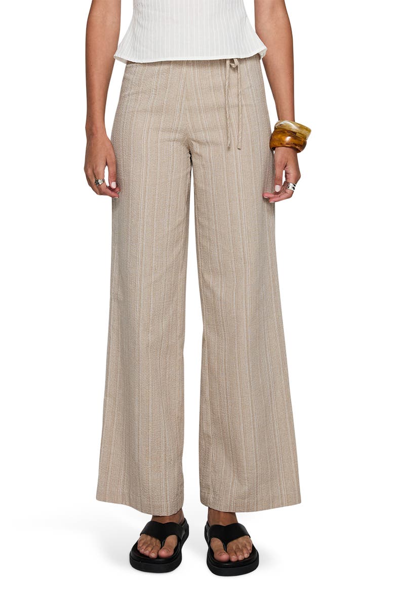 Rush Hours Tie Waist Flare Pants, Main, color, BEIGE
