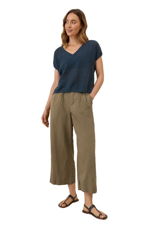Canopy Linen Pleated Trouser Made with Organic Cotton