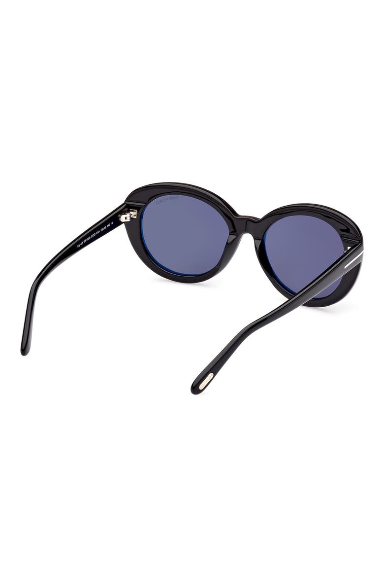 55mm Cat Eye Sunglasses, Alternate, color, SHINY BLACK / SMOKE