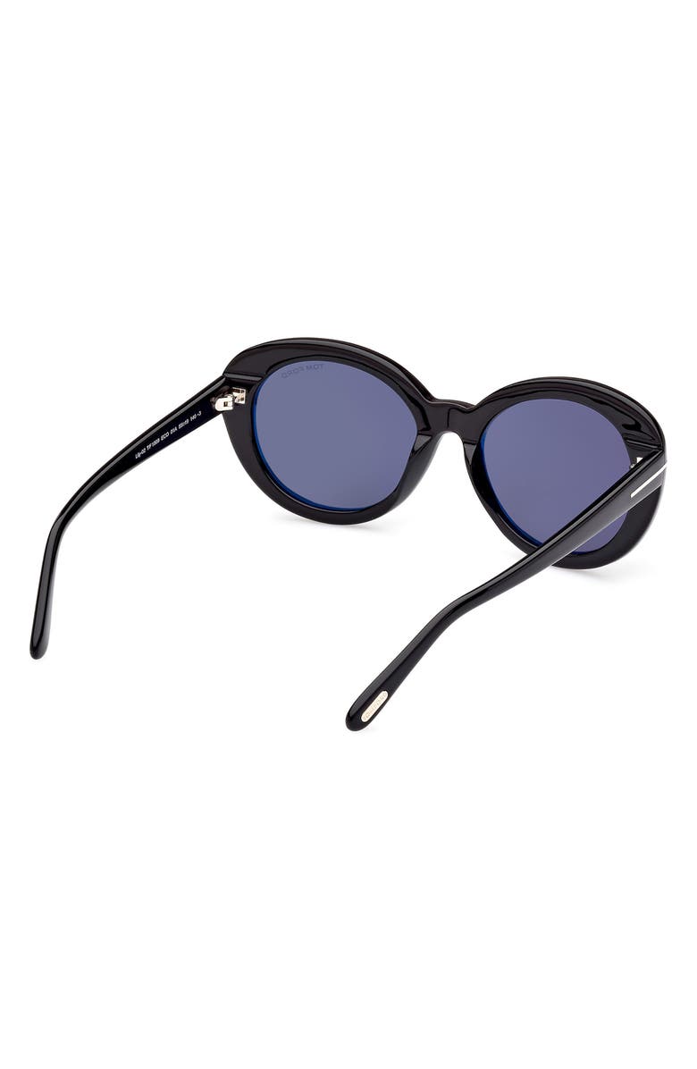 TOM FORD 55mm Cat Eye Sunglasses, Alternate, color, Shiny Black / Smoke