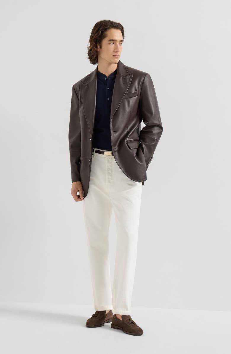 Brunello Cucinelli Garment-dyed denim trousers, Alternate, color, Snow