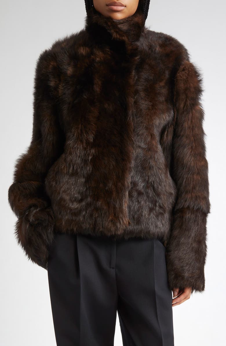 TOTEME Genuine Shearling Jacket, Main, color, Dark Brown