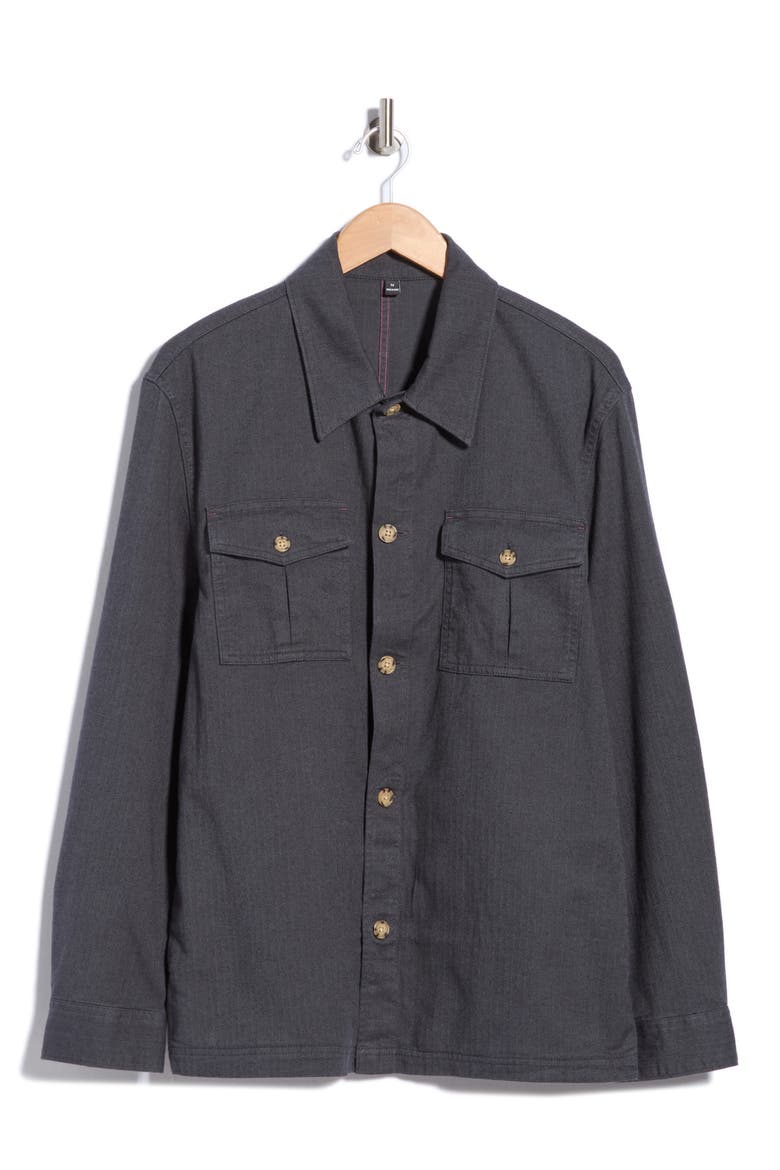 Herringbone Stretch Overshirt, Alternate, color, ASPHALT