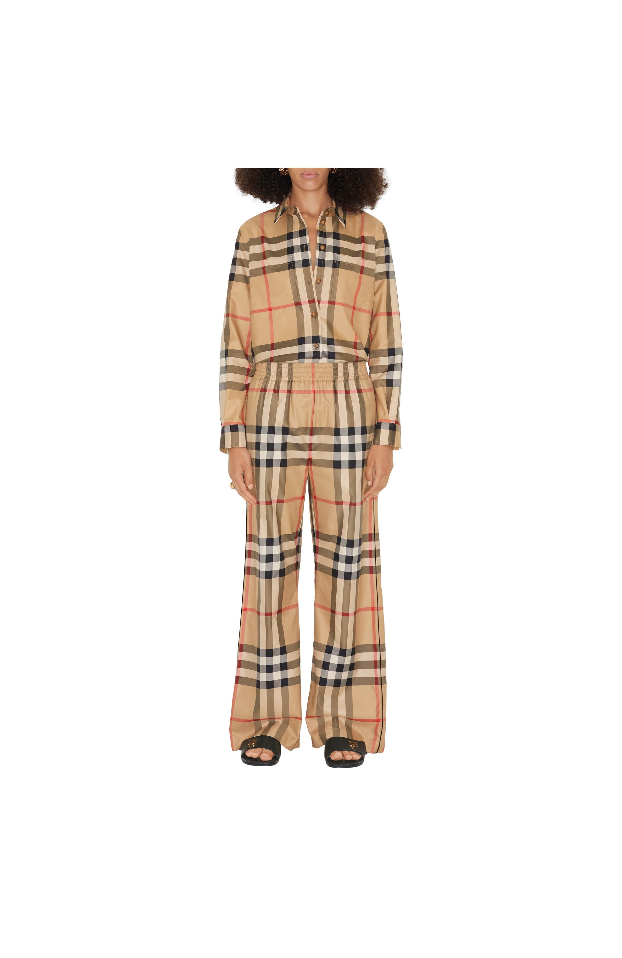 Check Cotton Trousers