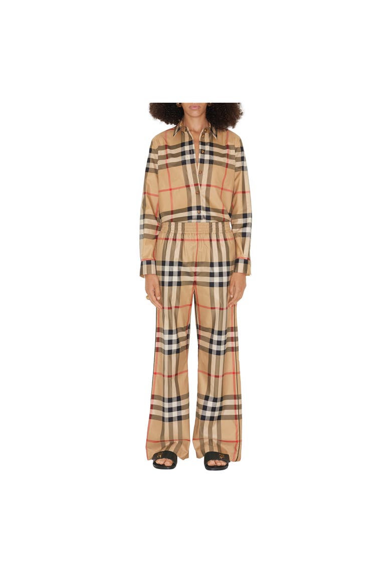 Check Cotton Trousers, Main, color, Archive beige