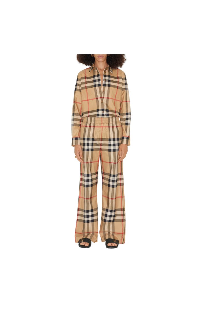 Burberry Check Cotton Trousers, Main, color, Archive Beige